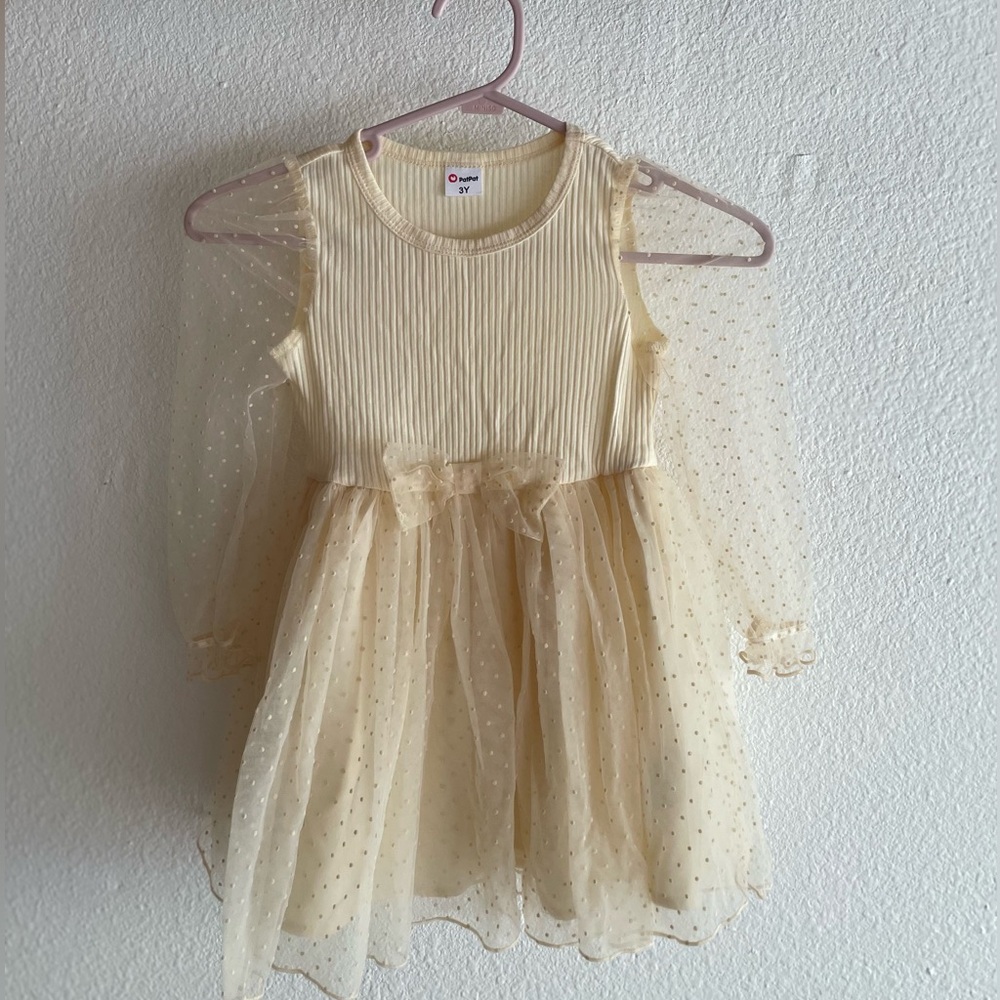 Girl Sparkle Tulle Party Dress in Light Cream